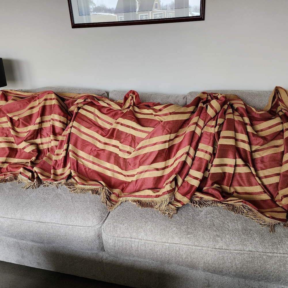 Striped Red and Gold Window Scarfs